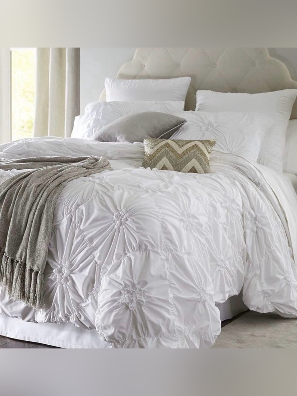 Pier 1 Savannah Duvet Cover – 100% Cotton – 90x94 - IVORY WHITE